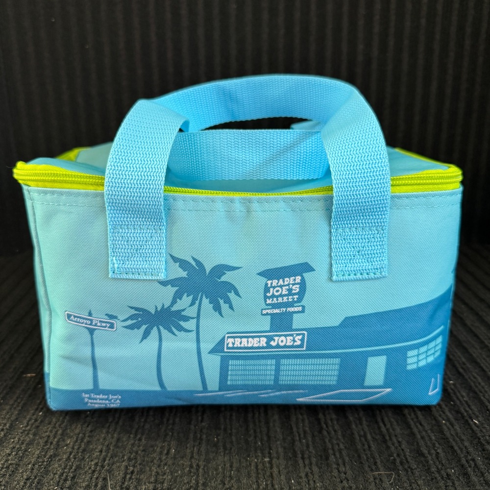 Trader Joe's Mini Insulated Tote Bag Blue Pasadena California 1967 Edition